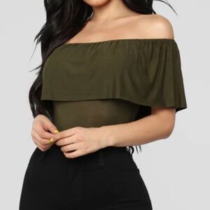 Fashion Nova Forest Green Bodysuit